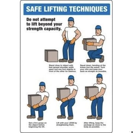 Accuform Safety Sign SAFE LIFTING TECHNIQUES MGNF512XT MGNF512XT
